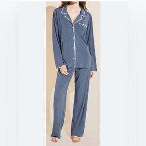 Eberjey dark grey Frida Pajama Set with White Trim